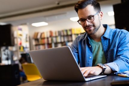 Male student studying