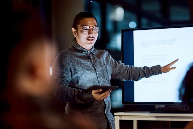 Man presenting to room