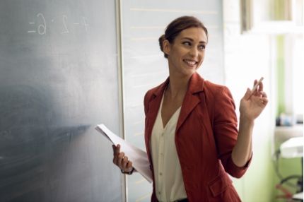 Woman teaching class